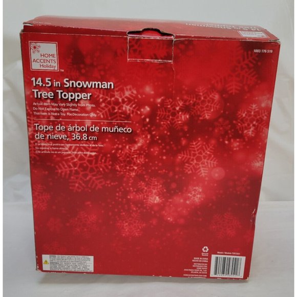 Home Accents Holiday 14.5" Fabric Snowman Head Christmas Tree Topper #TXF2301 - Picture 13 of 16